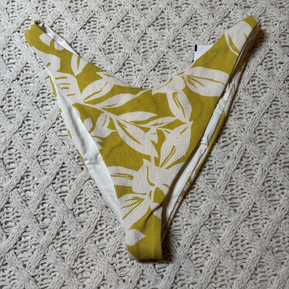 NWT L*Space‎ Cabana Bottom Bitsy Yellow White Floral Textured Bikini Bottom – XL - Picture 2 of 6